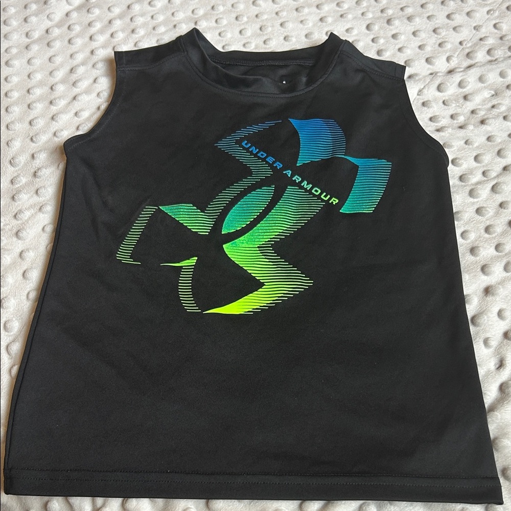 Under Armour Kids Black Tank Top with Blue and Green Logo